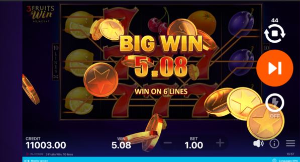 3 Fruits Win 10 Lines Big Win