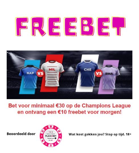 Champions League €10 freebet voor 19 april
